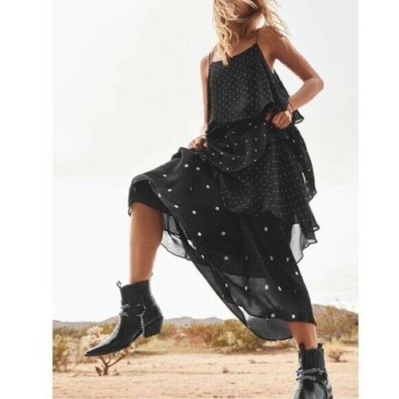 ANINE BING BNWT Daisy tiered polka-dot chiffon maxi dress Women's Size XS - Picture 2 of 9